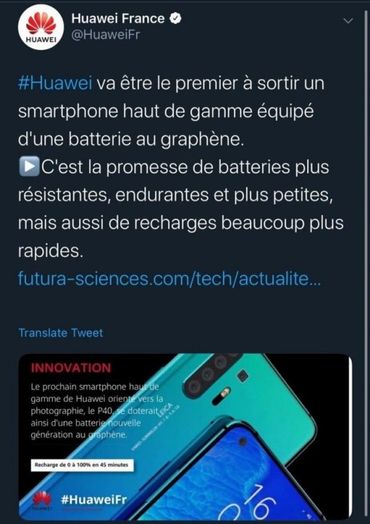 Huawei dément une rumeur concernant la batterie du P40 Huawei dément une rumeur concernant la batterie du P40