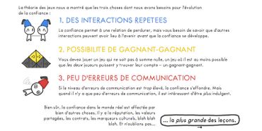 “The Evolution of Trust” : la confiance règne ? “The Evolution of Trust” : la confiance règne ?