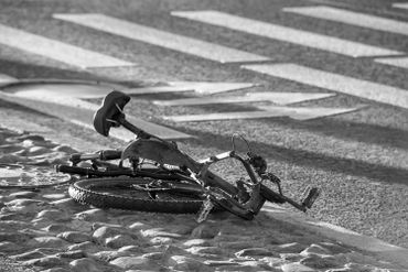 Crushed bike on the ground Crushed bike on the ground