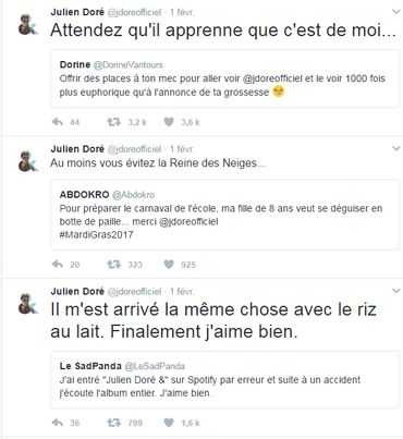 Julien Doré déchaîné sur Twitter: quelques-unes de ses meilleures répliques Julien Doré déchaîné sur Twitter: quelques-unes de ses meilleures répliques