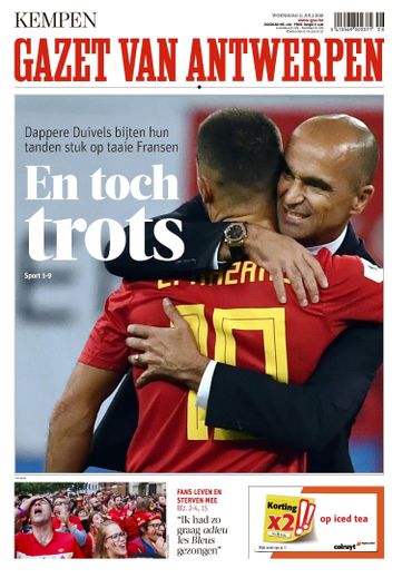 La presse flamande partagée entre tristesse et fierté après une défaite diabolique La presse flamande partagée entre tristesse et fierté après une défaite diabolique