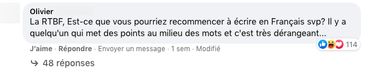 Un commentaire qui s'interroge sur l'utilisation du point médian sur notre page Facebook RTBF Info. Un commentaire qui s'interroge sur l'utilisation du point médian sur notre page Facebook RTBF Info.