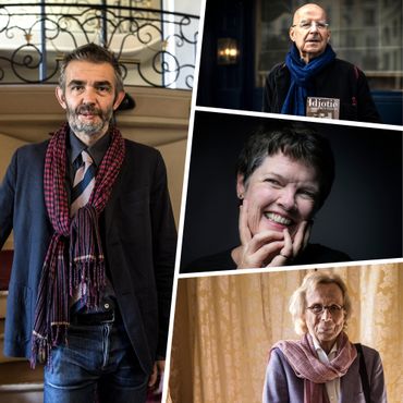 À gauche: Philippe Lançon. À droite, de haut en bas: Pierre Guyotat, Alice McDermott et Elisabeth de Fontenay. À gauche: Philippe Lançon. À droite, de haut en bas: Pierre Guyotat, Alice McDermott et Elisabeth de Fontenay.