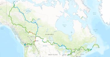 La carte du Grand Sentier qui traverse le Canada de part en part. La carte du Grand Sentier qui traverse le Canada de part en part.