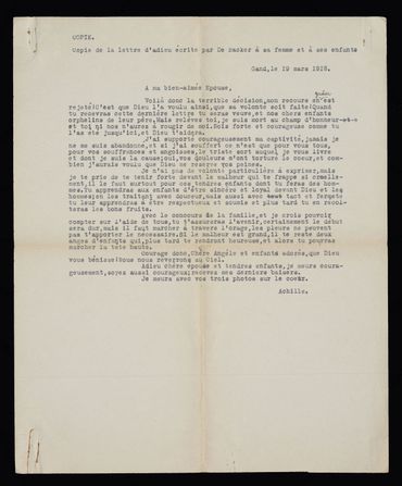 Lettre d'un condamné à mort dactylographiée par l'Abbé Thésin Lettre d'un condamné à mort dactylographiée par l'Abbé Thésin