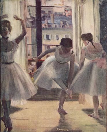 Trois Danseuses (1873), huile sur toile, 27 × 22 cm, collection particulière. Trois Danseuses (1873), huile sur toile, 27 × 22 cm, collection particulière.