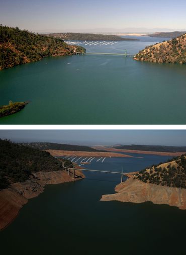 Vues du "Green Bridge" à Oroville le 20 juillet 2011 et le 19 août 2014. Vues du "Green Bridge" à Oroville le 20 juillet 2011 et le 19 août 2014.