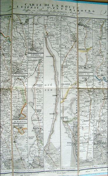 Carte de 1802 du "Guide des voyageurs en Europe", itinéraire de Leipzig à Saint-Pétersbourg Carte de 1802 du "Guide des voyageurs en Europe", itinéraire de Leipzig à Saint-Pétersbourg