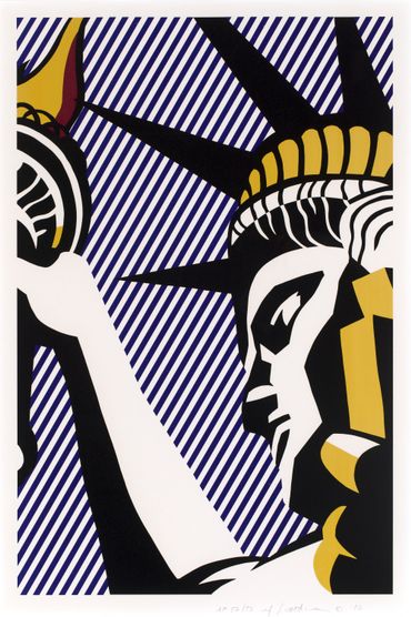 Roy Lichtenstein, I Love Liberty, 1982 Sérigraphie sur papier Arches 88 97.5 x 68.8 cm Collection Lex Harding Roy Lichtenstein, I Love Liberty, 1982 Sérigraphie sur papier Arches 88 97.5 x 68.8 cm Collection Lex Harding