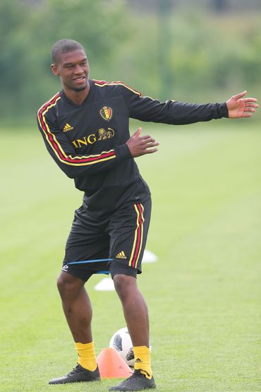 Christian Kabasele à l'entraînement des Diables rouges. Christian Kabasele à l'entraînement des Diables rouges.