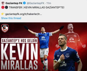 Le club de Gaziantep annonce l'arrivée de Kevin Mirallas mais... se trompe de joueur Le club de Gaziantep annonce l'arrivée de Kevin Mirallas mais... se trompe de joueur