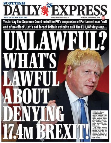 Le Scottish Daily Express appelle à ne pas nier le vote en faveur du Brexit. Le Scottish Daily Express appelle à ne pas nier le vote en faveur du Brexit.