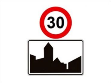 Si le panneau d'entrée en agglomération est superposé du panneau zone 30, cette limite de vitesse est à appliquer dans toute l'agglomération Si le panneau d'entrée en agglomération est superposé du panneau zone 30, cette limite de vitesse est à appliquer dans toute l'agglomération