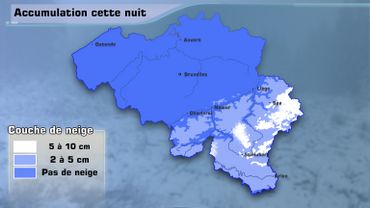 Une accumulation est à prévoir sur les hauteurs de l'Ardenne, au-dessus de 400m : de deux à dix centimètres possibles selon l'altitude Une accumulation est à prévoir sur les hauteurs de l'Ardenne, au-dessus de 400m : de deux à dix centimètres possibles selon l'altitude