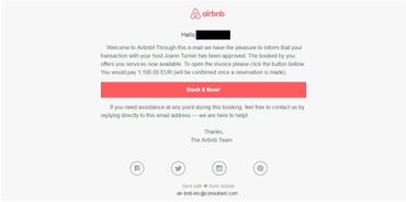 Le faux mail Airbnb reçu par Catheline. Le faux mail Airbnb reçu par Catheline.