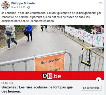 Un échevin de Saint-Josse critique le principe des rues scolaires...adopté par sa commune. Un échevin de Saint-Josse critique le principe des rues scolaires...adopté par sa commune.