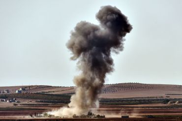 Vue de la banlieus de Kobané (Aïn el Arab), le 9 octobre Vue de la banlieus de Kobané (Aïn el Arab), le 9 octobre