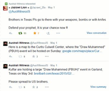 Les tweets de Joshua Goldberg, sous le masque de Australi Witness, appelant à prendre les armes Les tweets de Joshua Goldberg, sous le masque de Australi Witness, appelant à prendre les armes