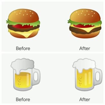 Before/After du cheeseburger et de la bière Before/After du cheeseburger et de la bière