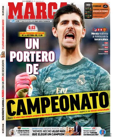 Courtois en Une du journal espagnol Marca: "le meilleur du championnat" Courtois en Une du journal espagnol Marca: "le meilleur du championnat"