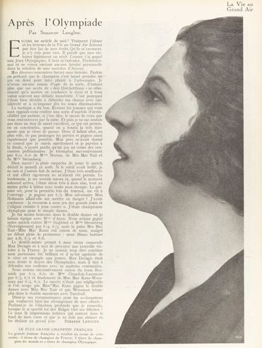 Les victoires de Suzanne Lenglen font les gros titres dans la presse française Les victoires de Suzanne Lenglen font les gros titres dans la presse française
