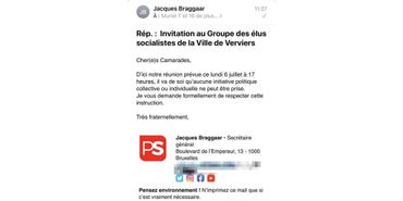 Verviers : le PS interdit toute initiative politique aux camarades avant la réunion de lundi Verviers : le PS interdit toute initiative politique aux camarades avant la réunion de lundi