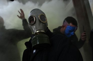 Gaz lacrymogène utilisé par des manifestants à l'intérieur du Capitole, le 6 janvier 2021 Gaz lacrymogène utilisé par des manifestants à l'intérieur du Capitole, le 6 janvier 2021