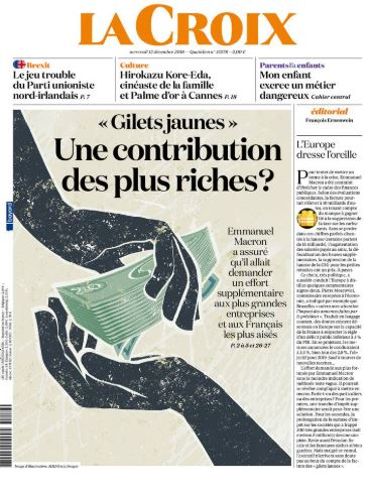 La fusillade de Strasbourg n'est pas mentionnée en une du quotidien La Croix. La fusillade de Strasbourg n'est pas mentionnée en une du quotidien La Croix.