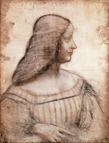 Portrait d'Isabelle d'Este, Léonard de Vinci - conservée à Paris, au département des arts graphiques du musée du Louvre Portrait d'Isabelle d'Este, Léonard de Vinci - conservée à Paris, au département des arts graphiques du musée du Louvre