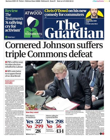 Défaite de Boris Johnson? Dans la presse anglaise, on parle d'un geste "hypocrite" de la "poule mouillée" Corbyn Défaite de Boris Johnson? Dans la presse anglaise, on parle d'un geste "hypocrite" de la "poule mouillée" Corbyn