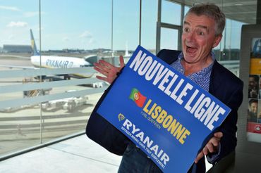 Michael O'Leary lors de la présentation de la nouvelle ligne vers Lisbonne en septembre 2016. Michael O'Leary lors de la présentation de la nouvelle ligne vers Lisbonne en septembre 2016.