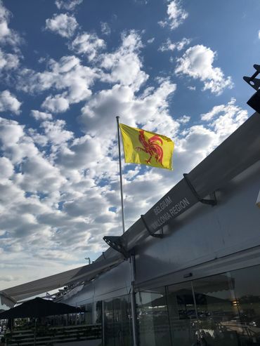Au Bourget, le chalet sur lequel flotte le drapeau belge est en réalité le "chalet wallon" Au Bourget, le chalet sur lequel flotte le drapeau belge est en réalité le "chalet wallon"