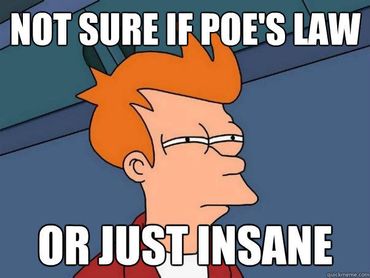 "Pas sûr s'il s'agit de la loi de Poe ou juste de folie" "Pas sûr s'il s'agit de la loi de Poe ou juste de folie"