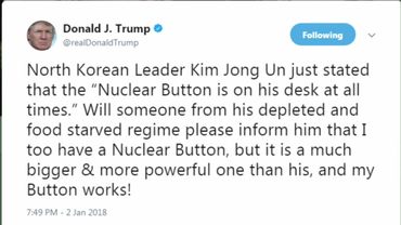 Corée du Nord: Trump dit avoir un bouton nucléaire "plus gros" que celui de Kim Jong-Un Corée du Nord: Trump dit avoir un bouton nucléaire "plus gros" que celui de Kim Jong-Un