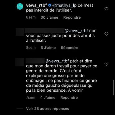 Echange de points de vue concernant l'écriture inclusive et le point médian sur la page Facebook de Vews. Echange de points de vue concernant l'écriture inclusive et le point médian sur la page Facebook de Vews.