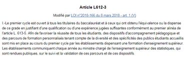 L'université pour tous : un principe qui figure dans le Code de l'Éducation. L'université pour tous : un principe qui figure dans le Code de l'Éducation.