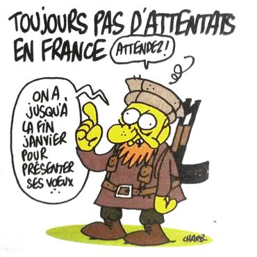Le dernier dessin de Charb publié dans le numéro de Charlie Hebdo de ce mercredi 7 janvier 2015. Le dernier dessin de Charb publié dans le numéro de Charlie Hebdo de ce mercredi 7 janvier 2015.