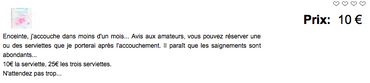 Capture d'écran sur le site vends-ta-culotte.com, qui montre une annonce de vente précise d'une culotte sale. Capture d'écran sur le site vends-ta-culotte.com, qui montre une annonce de vente précise d'une culotte sale.