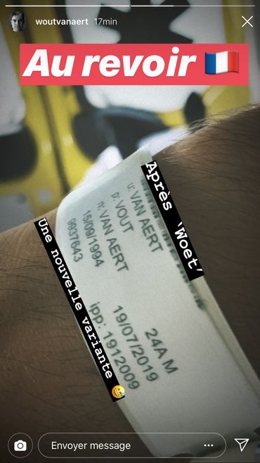 La publication amusée de Wout Van Aert sur Instagram, au moment de sa sortie de l'hôpital de Pau La publication amusée de Wout Van Aert sur Instagram, au moment de sa sortie de l'hôpital de Pau