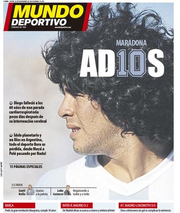 L'hommage des journaux à Diego Armando Maradona : revue de presse des plus belles unes L'hommage des journaux à Diego Armando Maradona : revue de presse des plus belles unes