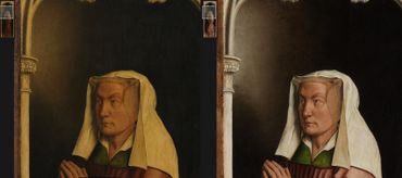 "L'agneau mystique": photo avant-après la restauration. "L'agneau mystique": photo avant-après la restauration.