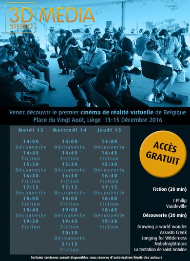Un cinéma 3D en réalité virtuelle est installé provisoirement à Liège Un cinéma 3D en réalité virtuelle est installé provisoirement à Liège