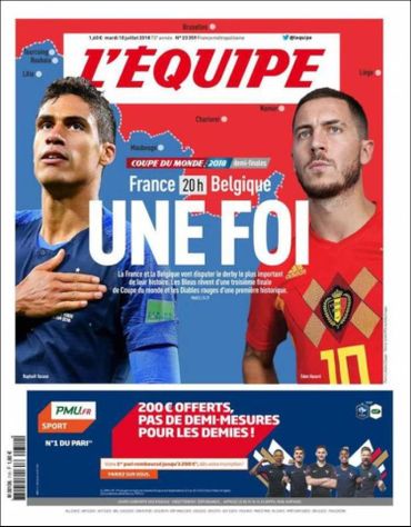 "Pas de blague": la presse française méfiante avant la demi-finale contre la Belgique "Pas de blague": la presse française méfiante avant la demi-finale contre la Belgique
