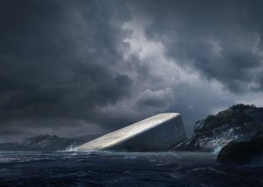 On peut voir que le bâtiment démarre hors de l'eau pour aller plonger dans la mer, jusqu'à cinq mètres de profondeur. On peut voir que le bâtiment démarre hors de l'eau pour aller plonger dans la mer, jusqu'à cinq mètres de profondeur.