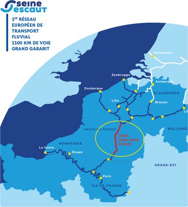 Carte des aménagement pour la liaison Seine-Escaut Carte des aménagement pour la liaison Seine-Escaut