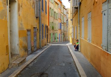 Man smoking in Panier Marseille France Man smoking in Panier Marseille France