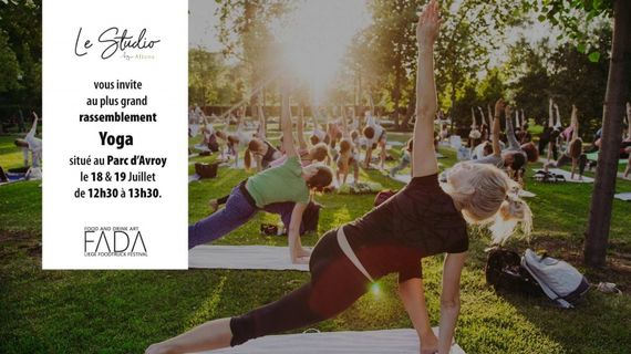 Ces 18 & 19 juillet de 12H30 à 13H30, le plus grand rassemblement Yoga de Wallonie, au FADA Liège Food Truck Festival Ces 18 & 19 juillet de 12H30 à 13H30, le plus grand rassemblement Yoga de Wallonie, au FADA Liège Food Truck Festival