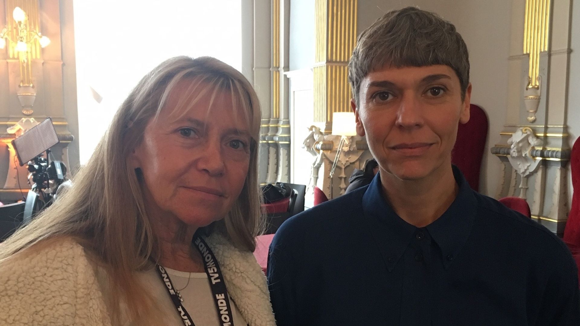 Delphine Lehericey au micro de Christine Pinchart Delphine Lehericey